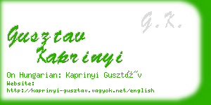 gusztav kaprinyi business card